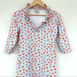 Haley and the Hound jersey knit mini dress with v-neck & ruffle  front